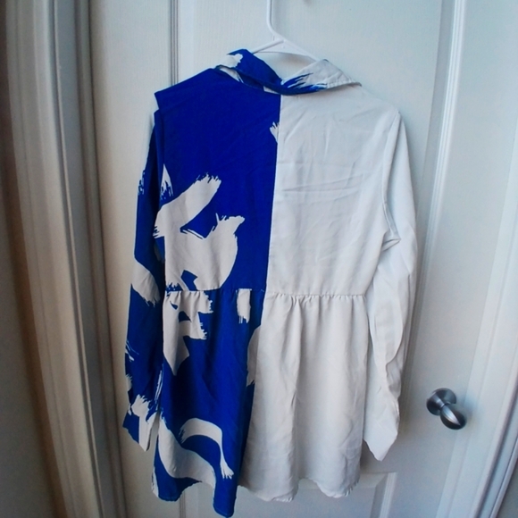 SHEIN Blue and White Dress Size Medium - Picture 4 of 6